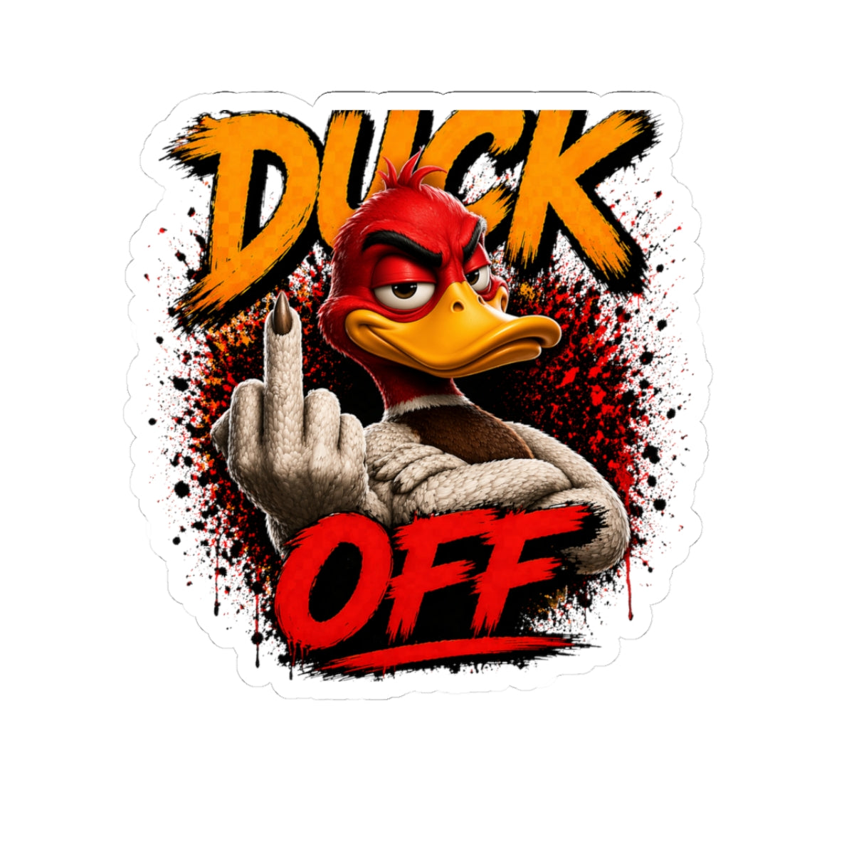 Duck Off Sticker — Rude Duck Middle Finger Kiss-Cut Vinyl Sticker