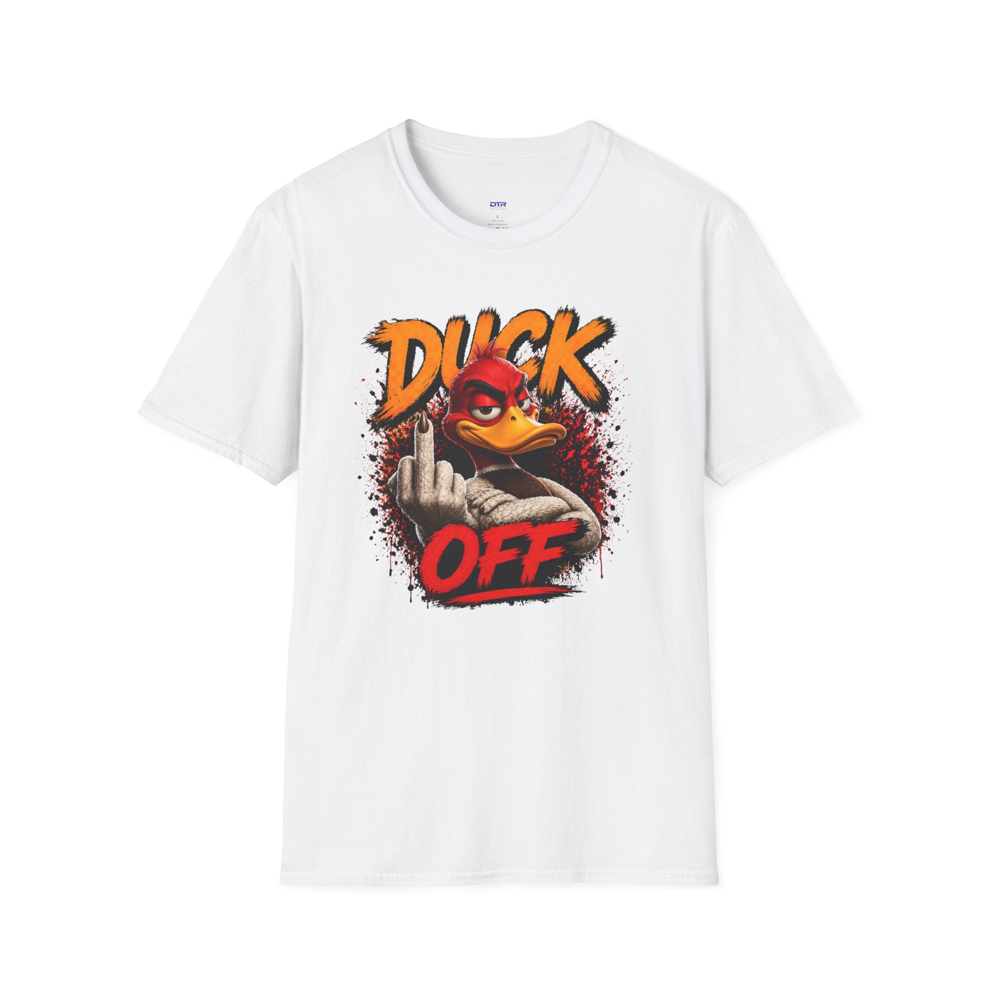 Graphic T-Shirt — 'Duck Off' Angry Duck Middle Finger Design