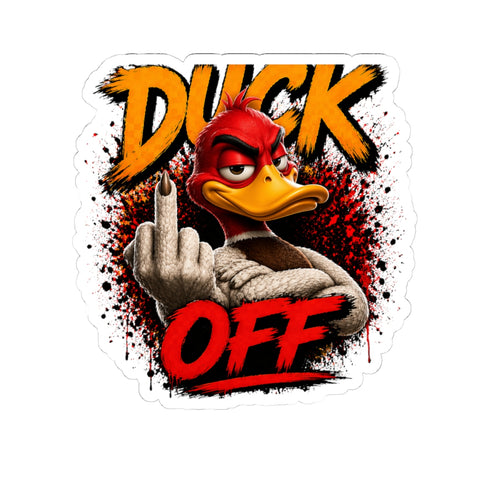 Duck Off Sticker — Rude Duck Middle Finger Kiss-Cut Vinyl Sticker