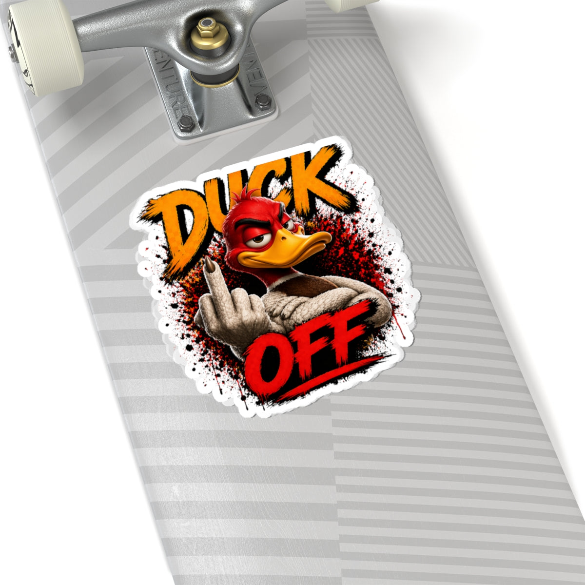 Duck Off Sticker — Rude Duck Middle Finger Kiss-Cut Vinyl Sticker