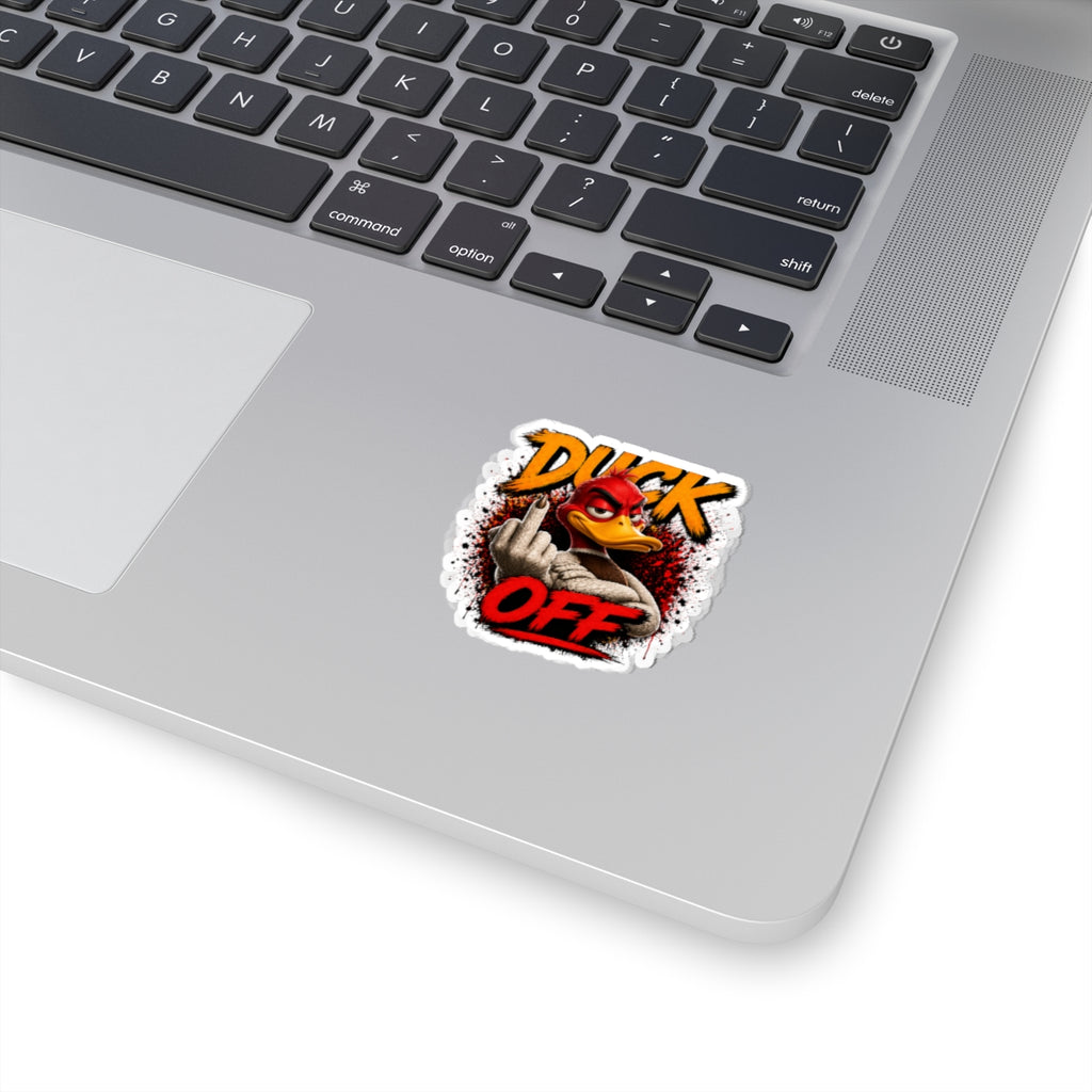 Duck Off Sticker — Rude Duck Middle Finger Kiss-Cut Vinyl Sticker