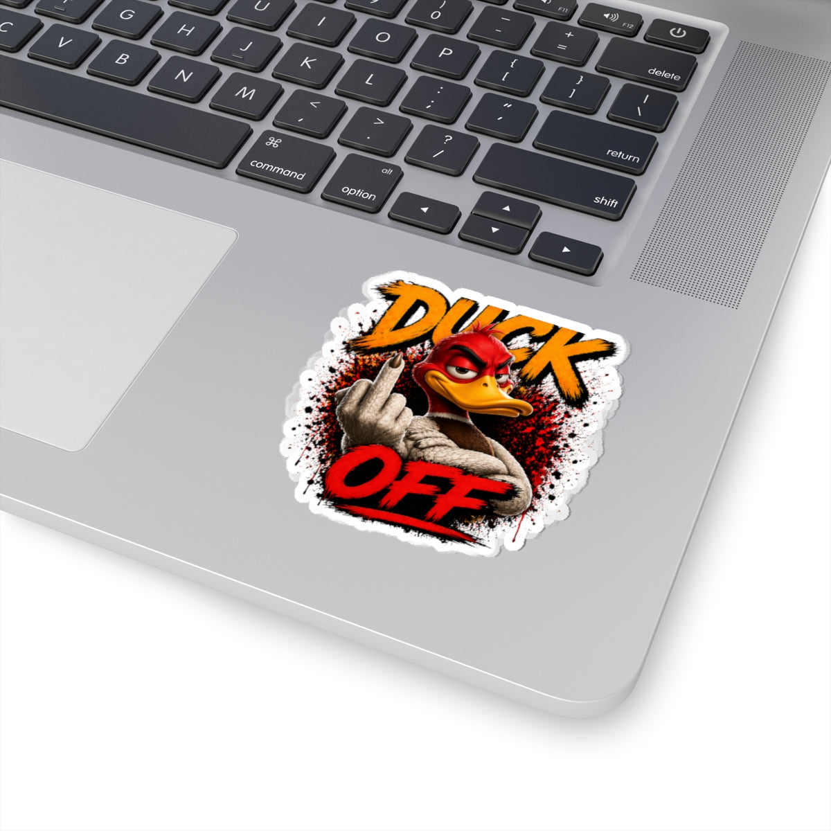 Duck Off Sticker — Rude Duck Middle Finger Kiss-Cut Vinyl Sticker