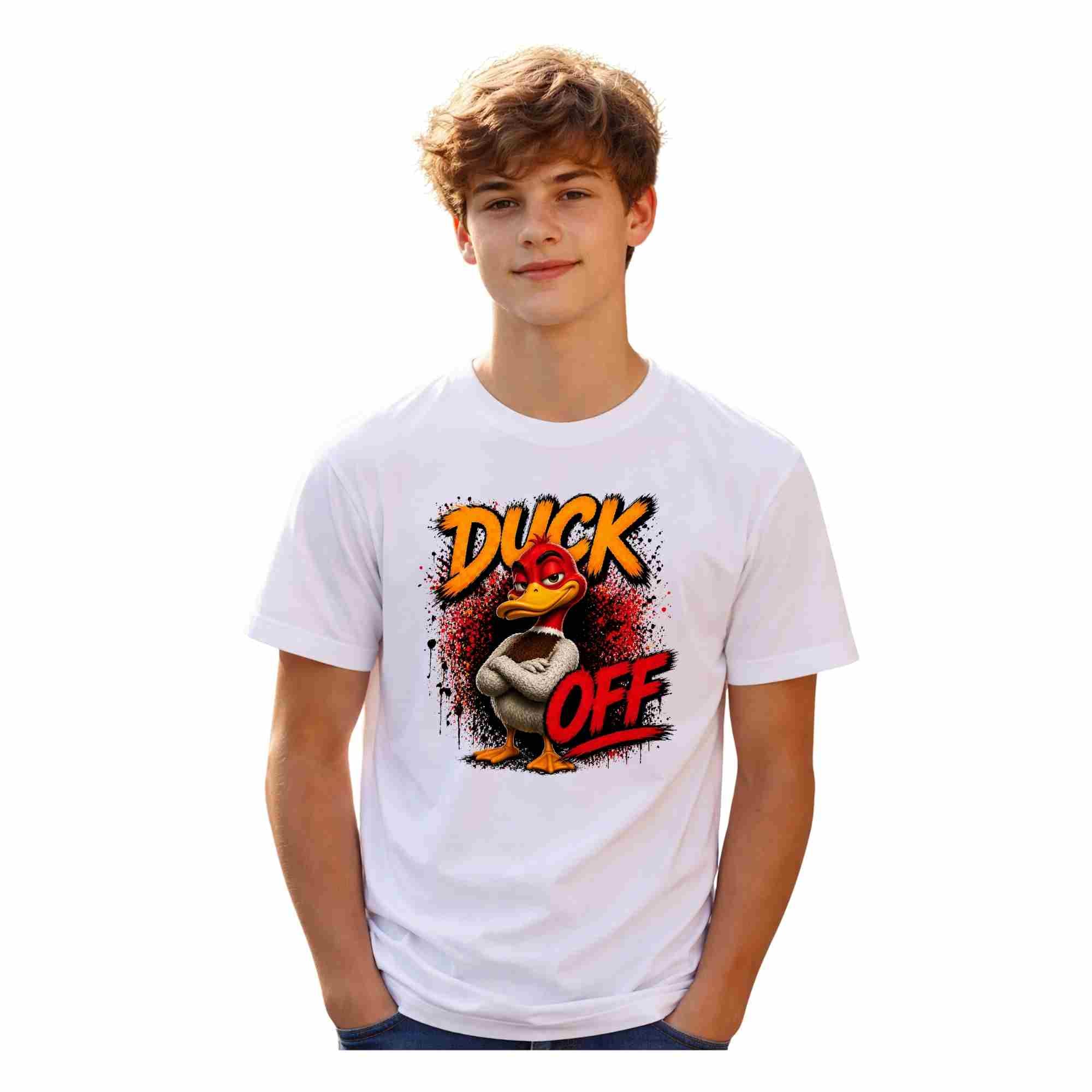 Duck Off Graphic Tee — Funny Angry Duck Shirt Clean Version