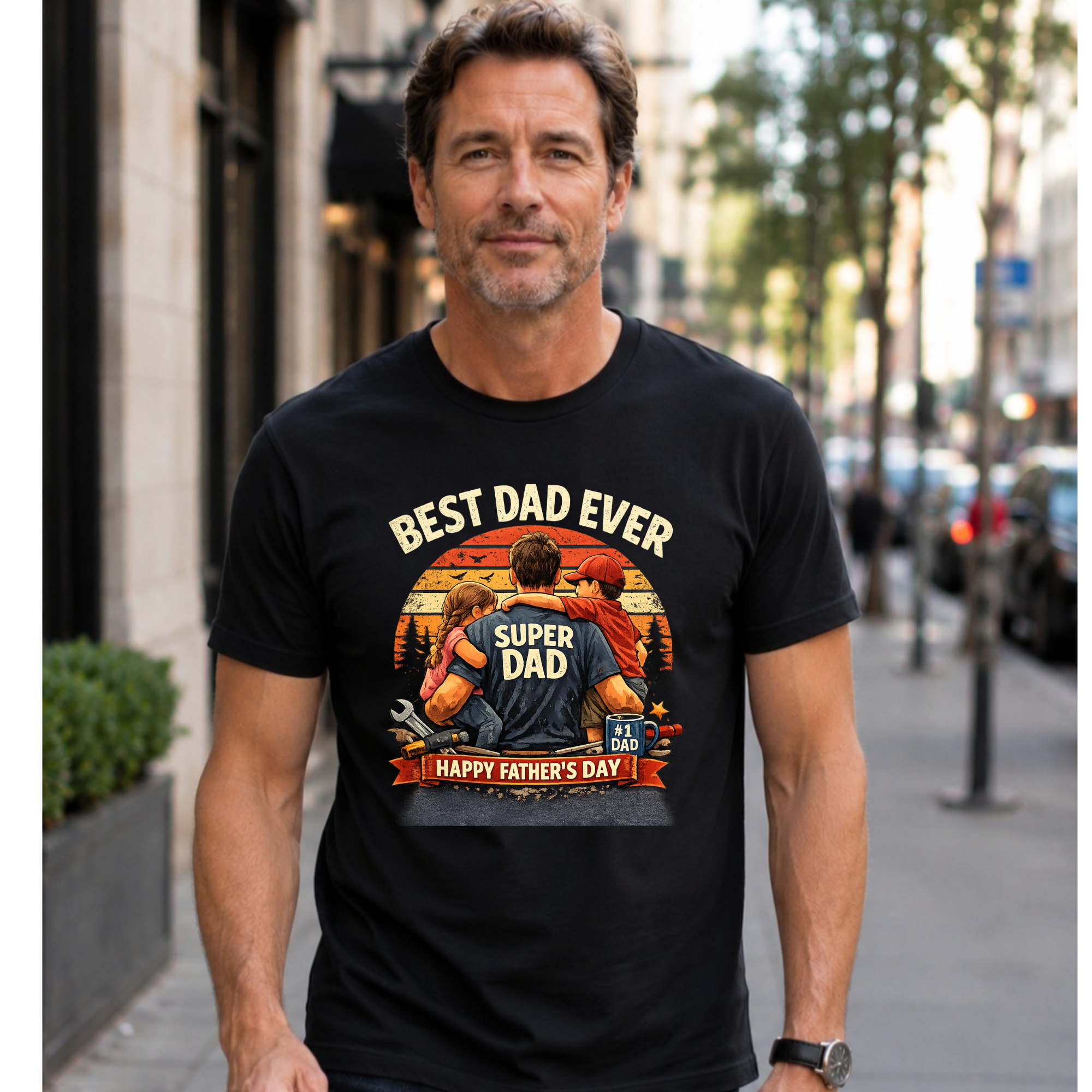 Father's Day "Best Dad Ever" T-Shirt – Super Dad Vintage Family Tee