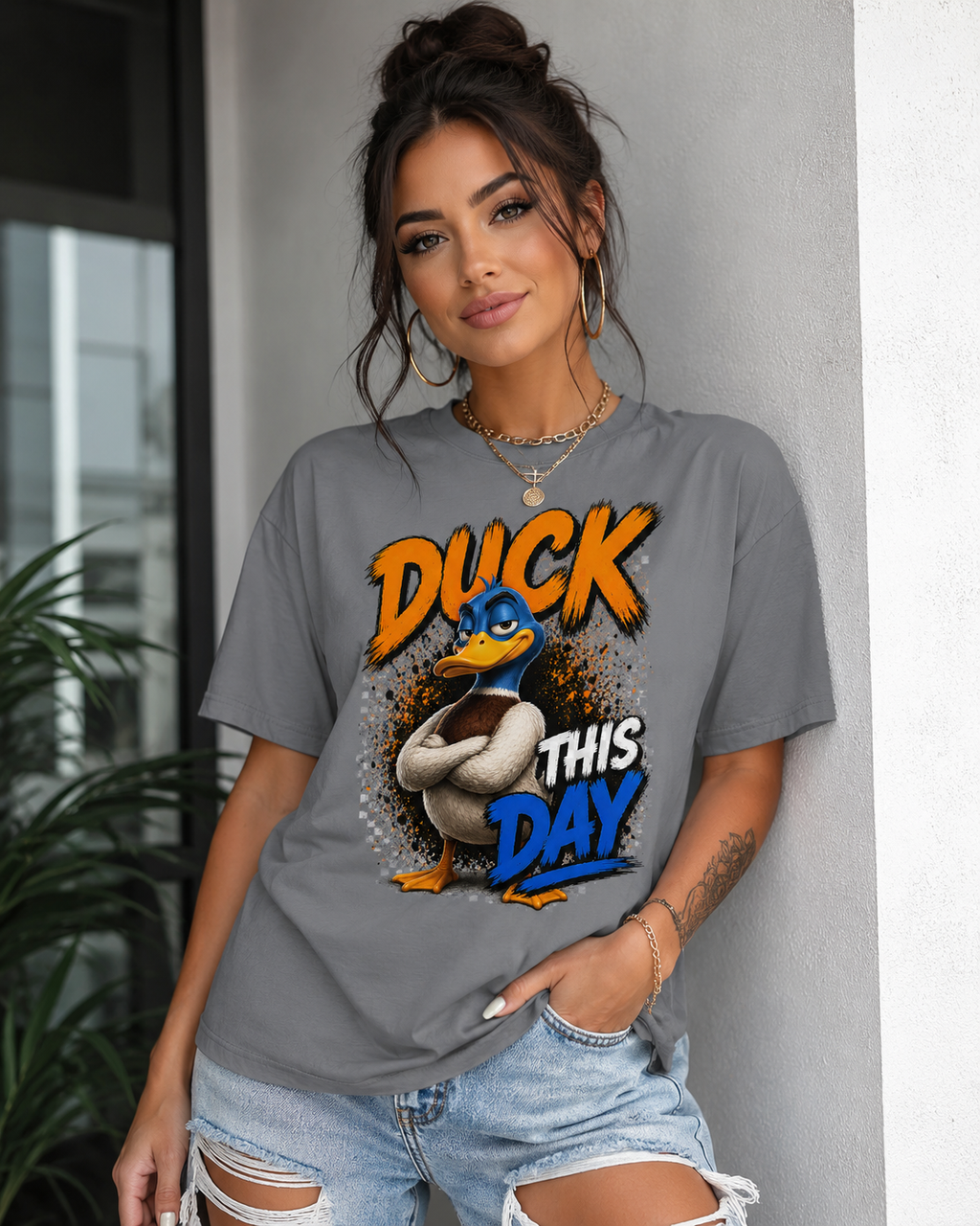 Duck This Day T‑Shirt – Funny Cartoon Duck Graphic Tee