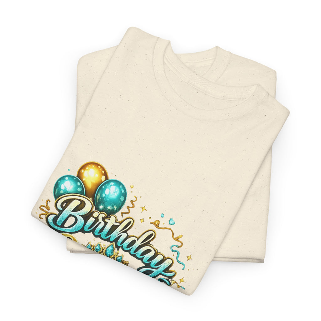 Birthday Queen T-Shirt — Gold Crown & Balloons Party Tee