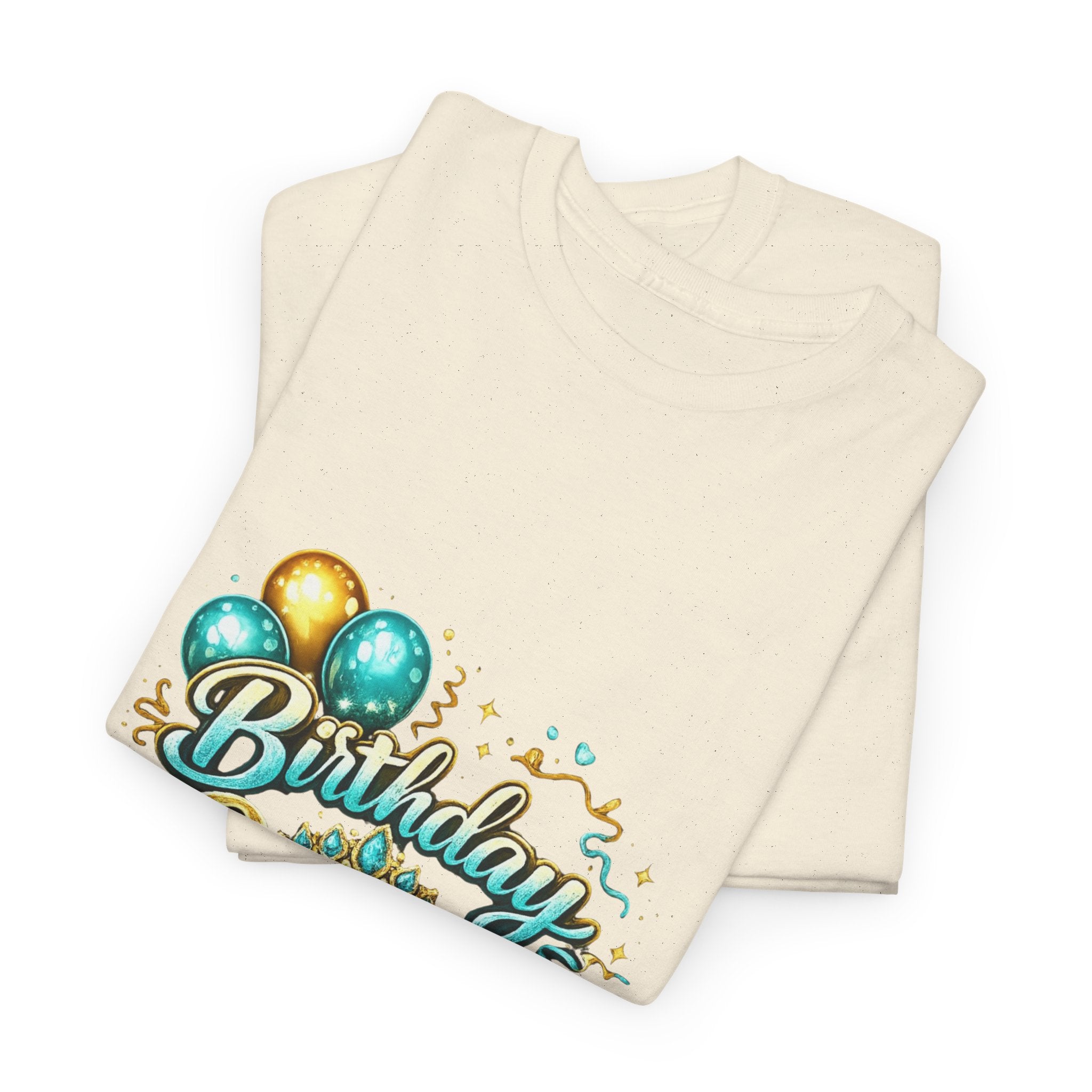 Birthday Queen T-Shirt — Gold Crown & Balloons Party Tee