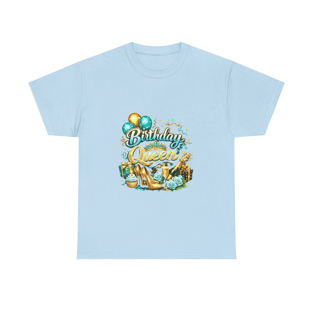 Birthday Queen T-Shirt — Gold Crown & Balloons Party Tee