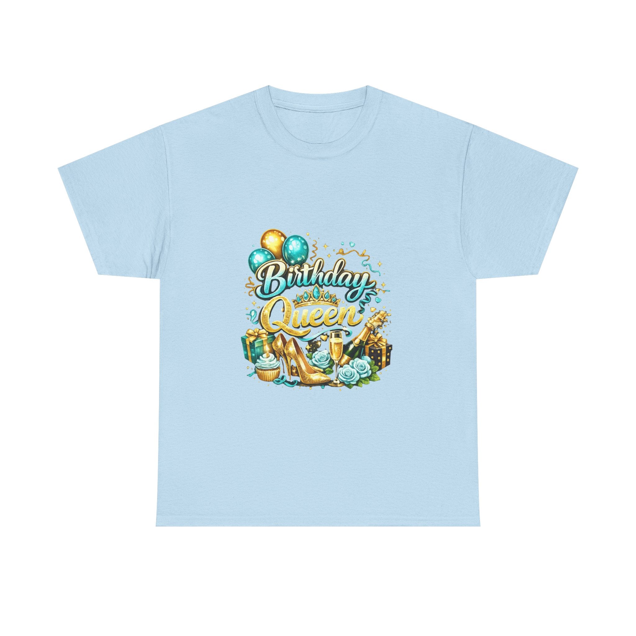 Birthday Queen T-Shirt — Gold Crown & Balloons Party Tee