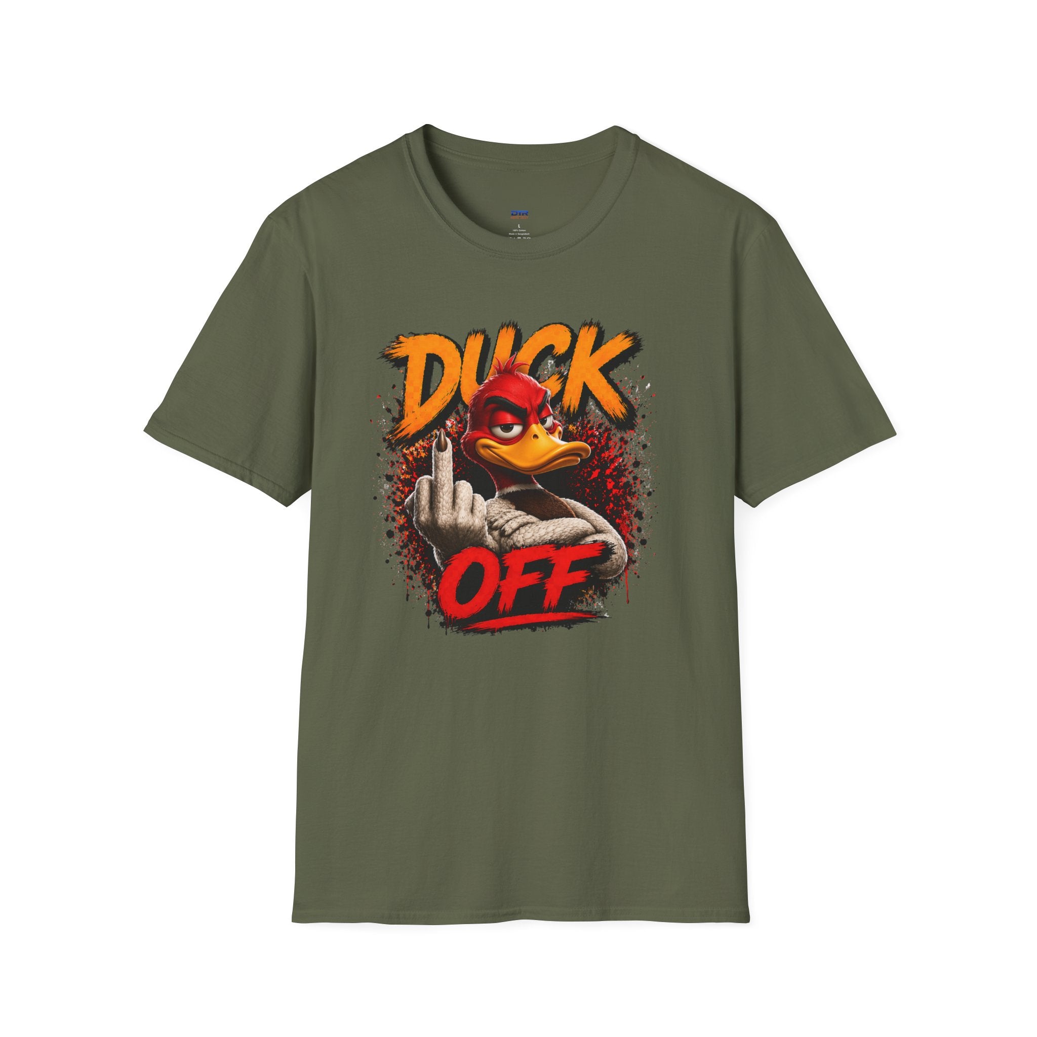 Graphic T-Shirt — 'Duck Off' Angry Duck Middle Finger Design
