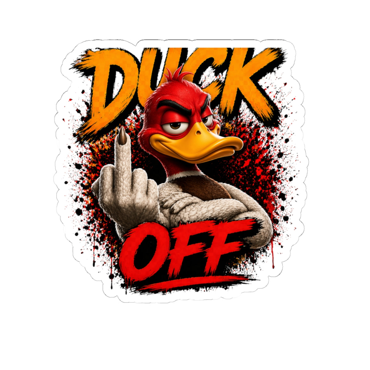 Duck Off Sticker — Rude Duck Middle Finger Kiss-Cut Vinyl Sticker