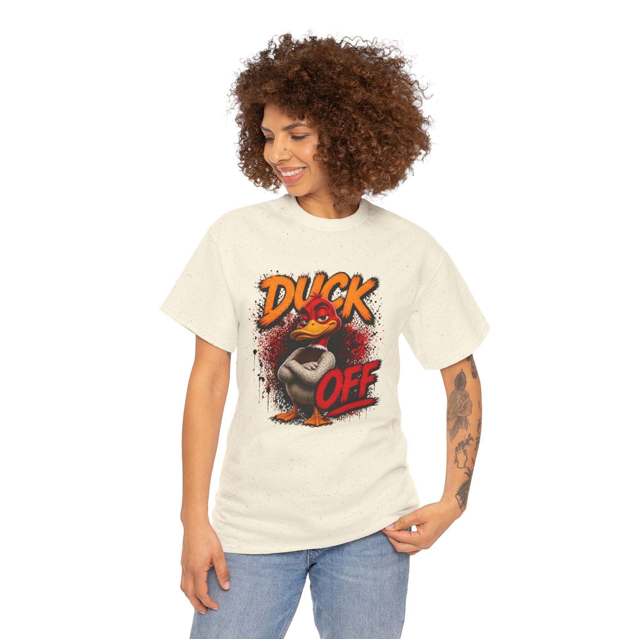 Duck Off Graphic Tee — Funny Angry Duck Shirt Clean Version