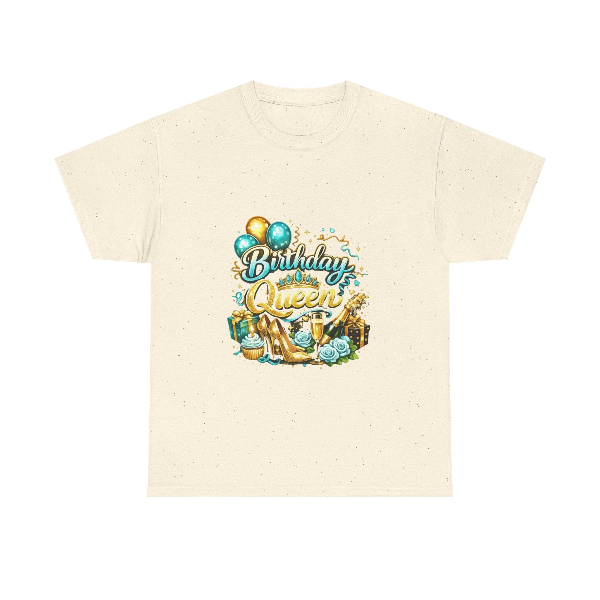 Birthday Queen T-Shirt — Gold Crown & Balloons Party Tee