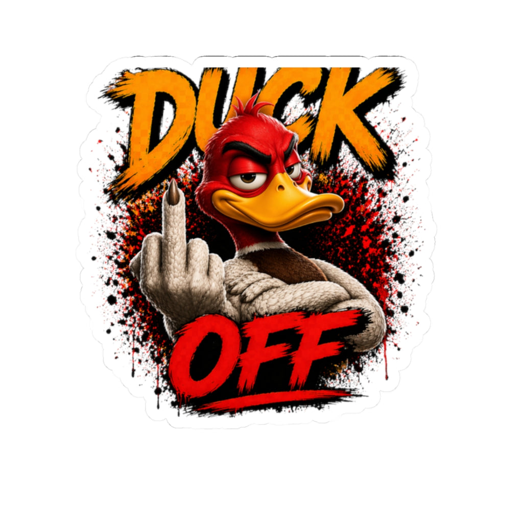 Duck Off Sticker — Rude Duck Middle Finger Kiss-Cut Vinyl Sticker