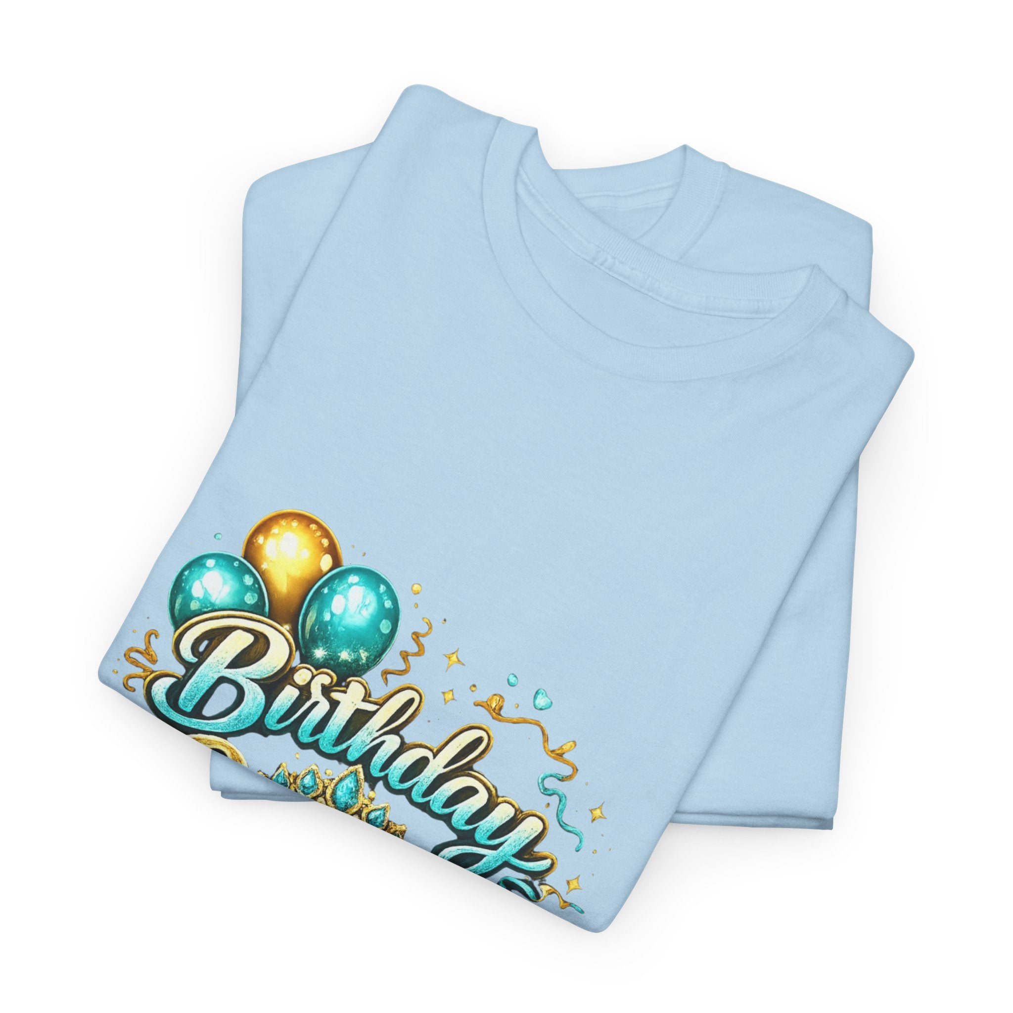 Birthday Queen T-Shirt — Gold Crown & Balloons Party Tee