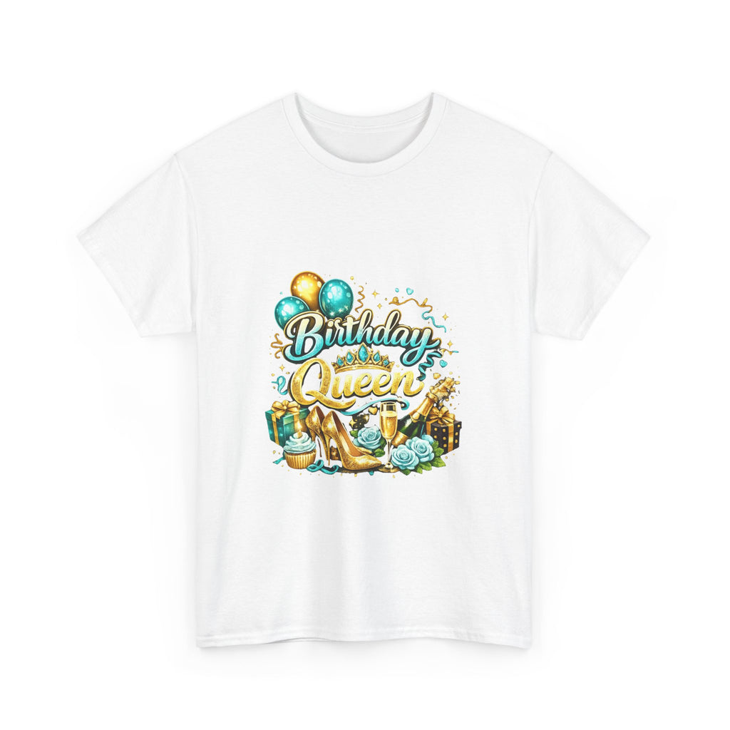 Birthday Queen T-Shirt — Gold Crown & Balloons Party Tee