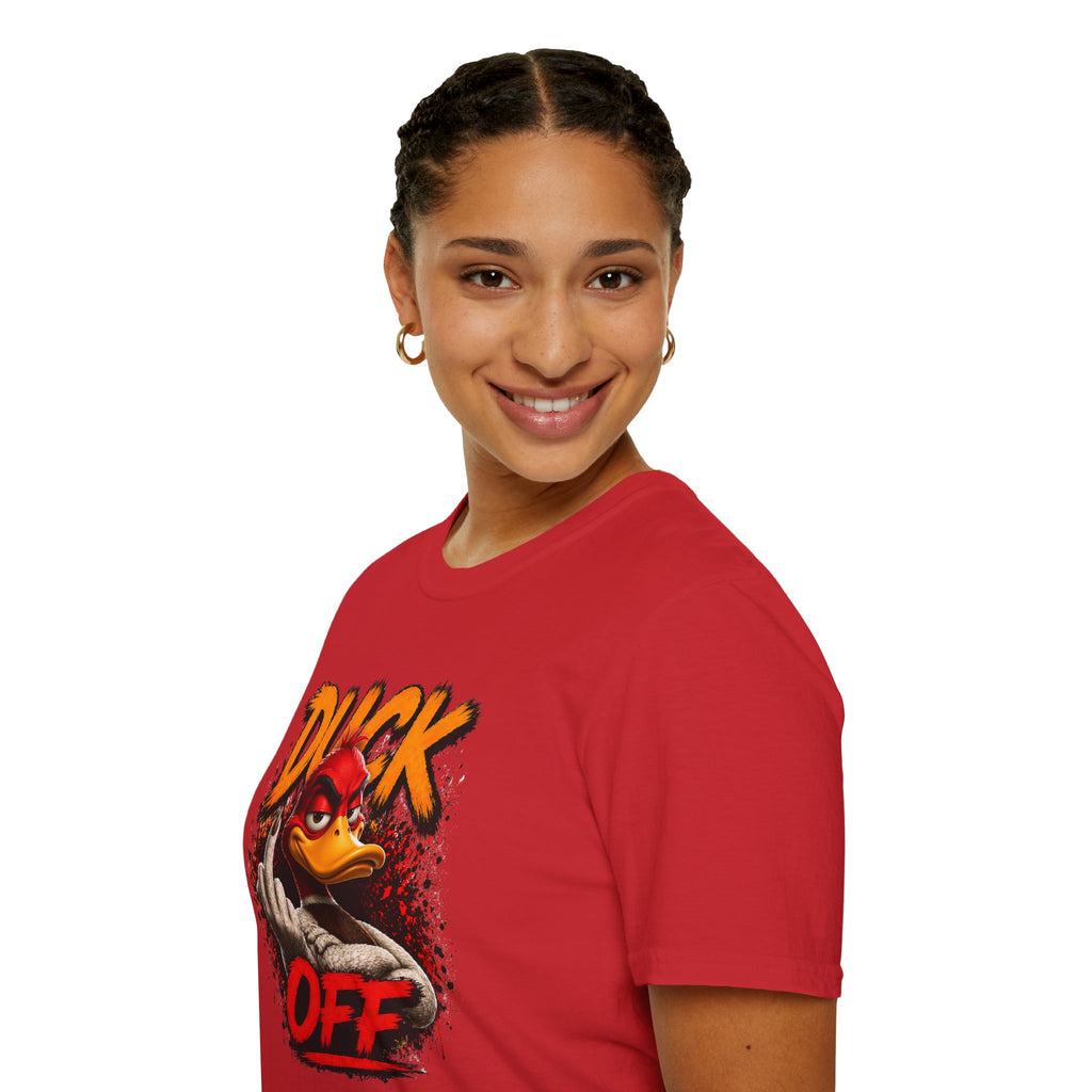 Graphic T-Shirt — 'Duck Off' Angry Duck Middle Finger Design